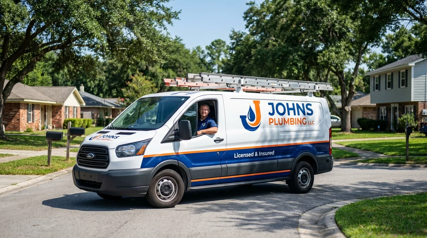 Johns Plumbing LLC service van in Cuba, NY