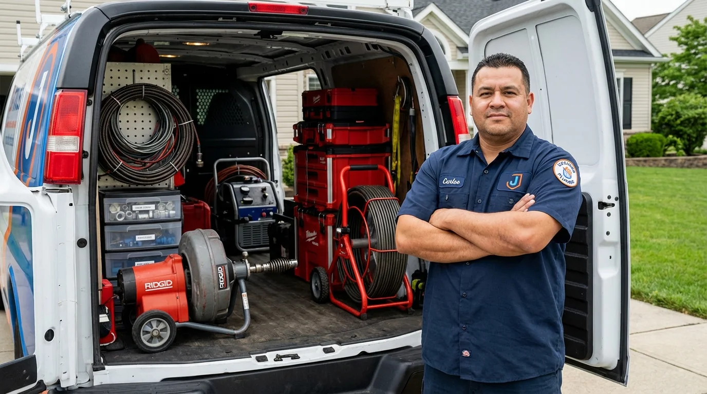 Professional drain cleaning equipment and Johns Plumbing LLC plumber in Cuba