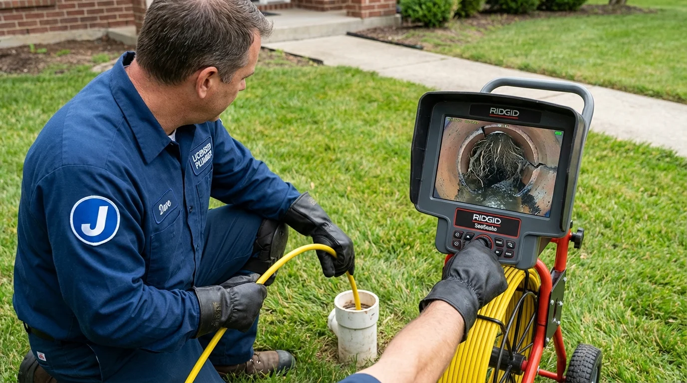 Sewer camera inspection being performed by Johns Plumbing LLC in Cuba